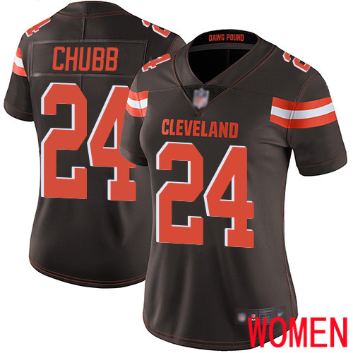 Cleveland Browns Nick Chubb Women Brown Limited Jersey #24 NFL Football Home Vapor Untouchable->women nfl jersey->Women Jersey